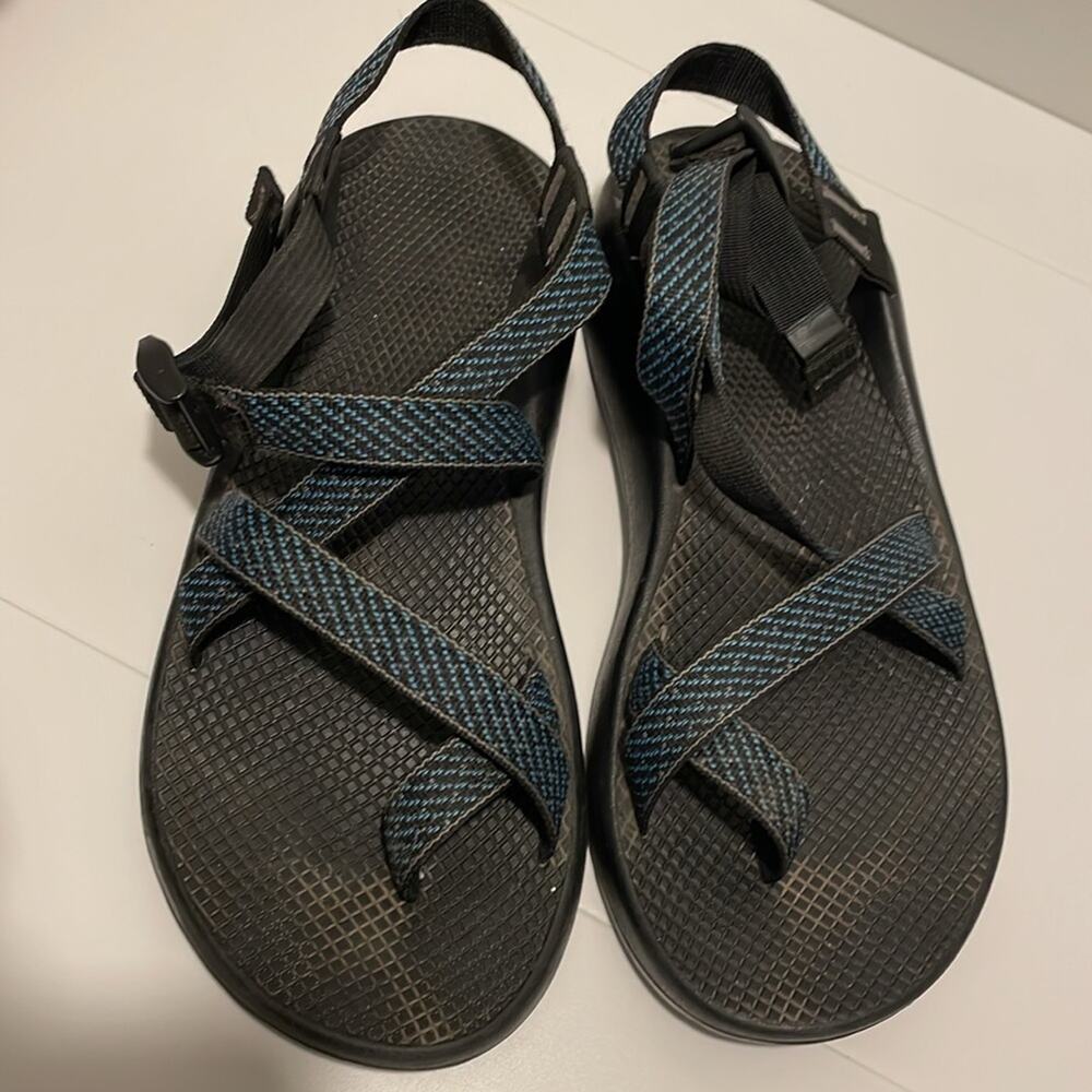 Chaco Men's Z/Cloud Sandals Blue & Black Size 11 Toe Loop Adjustable Straps